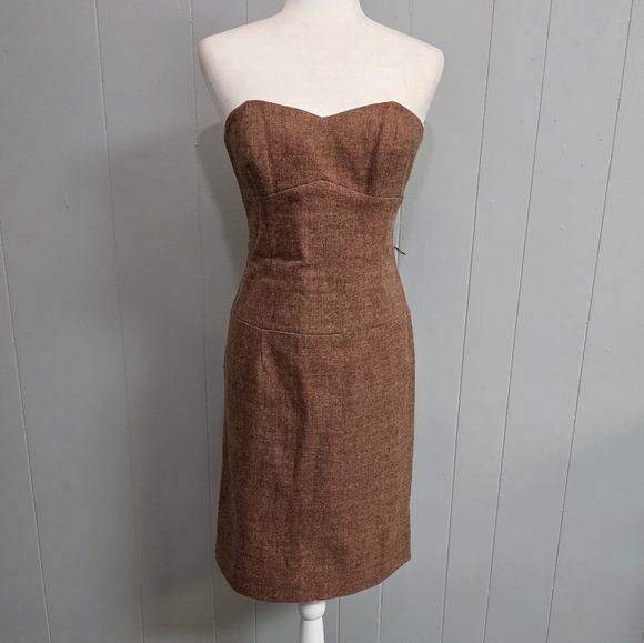 Molly New York Dresses & Skirts - Molly New York Anthropologie Verite Tweed Strapless Rust Brown Dress Size 4